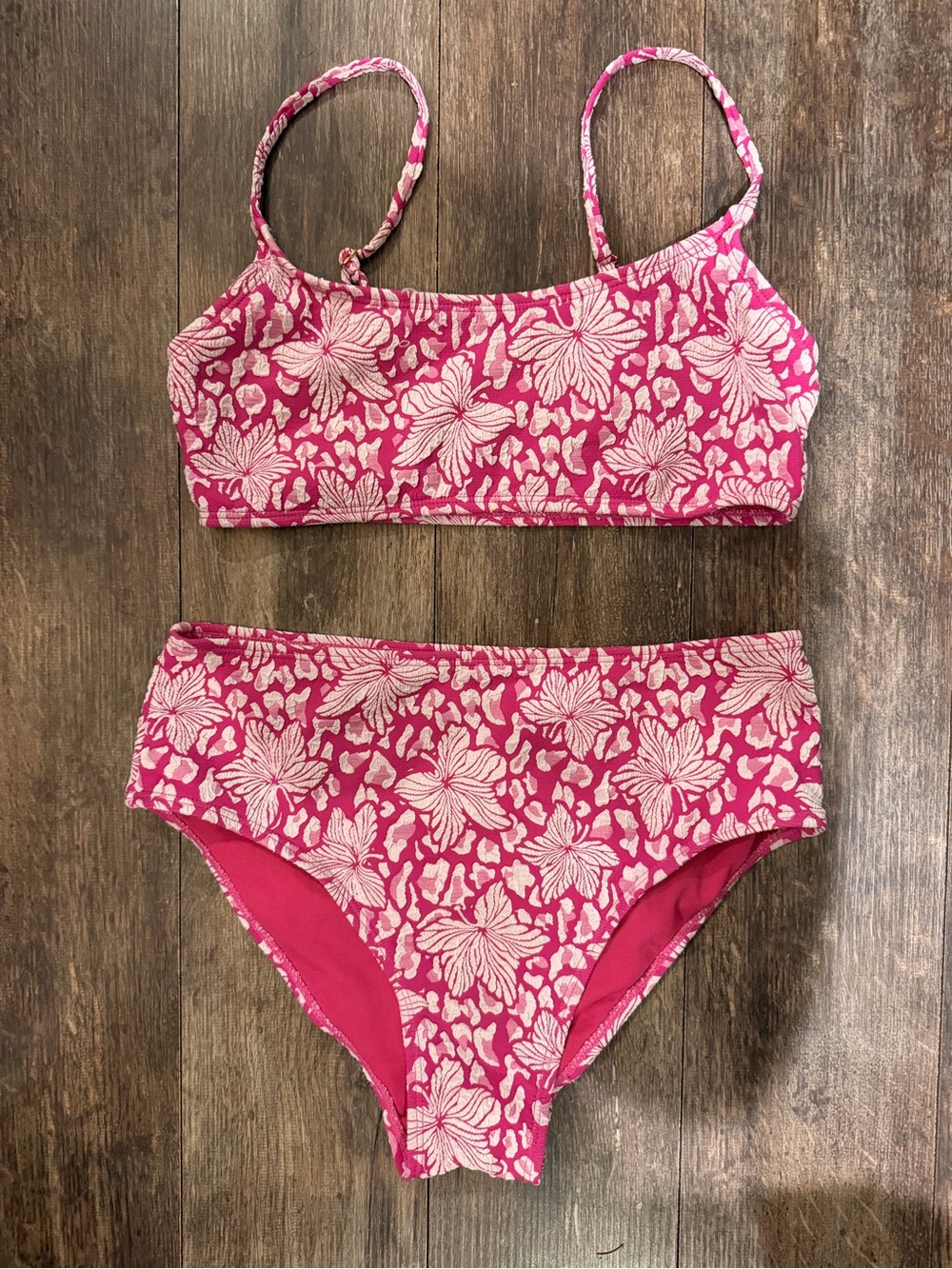 Floral High-Waist Bikini Set in Pink